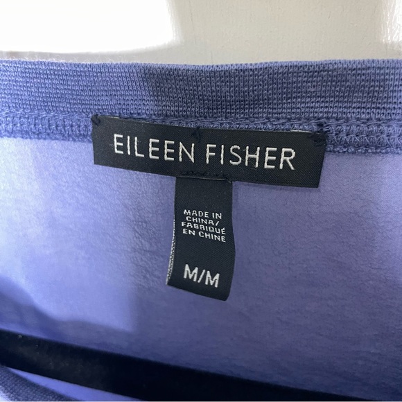 Eileen Fisher Silk Georgette Flowy Blue Sheer Top Sz M 283 - Picture 7 of 7